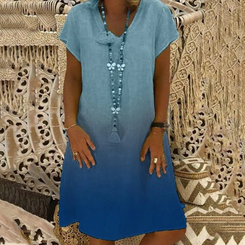 ?Nem formális ruha rövid ujjakkal és V-nyakkal