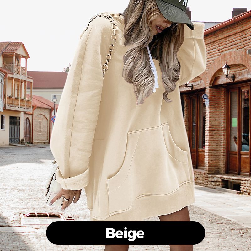 ?Women's Casual Loose Split Hoodie with Front Pocket