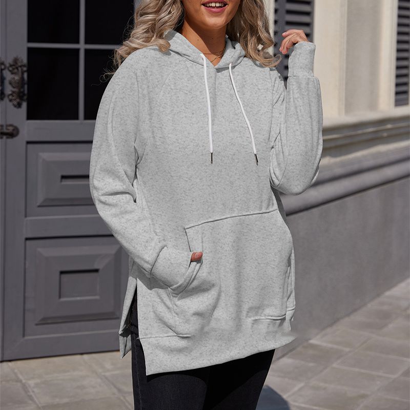 ?Women's Casual Loose Split Hoodie with Front Pocket