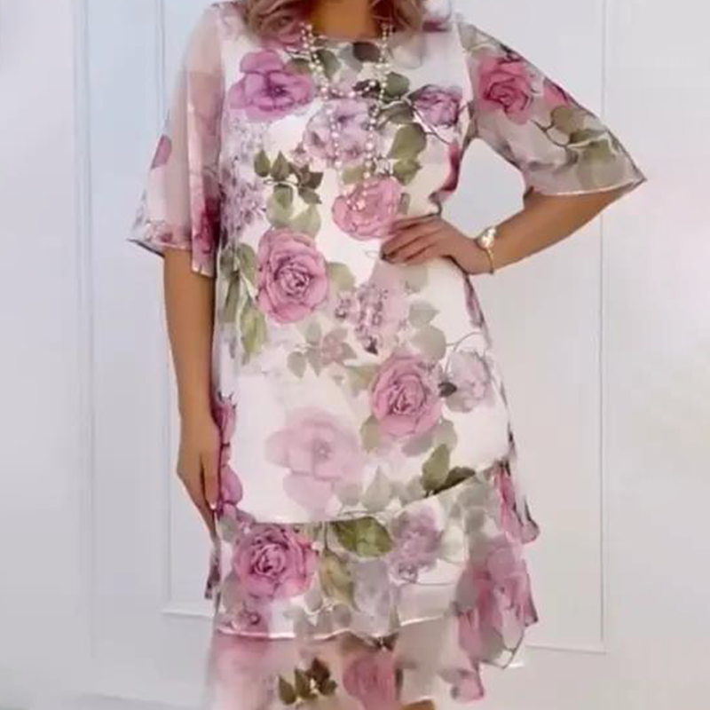 Pink ruffled layered dress