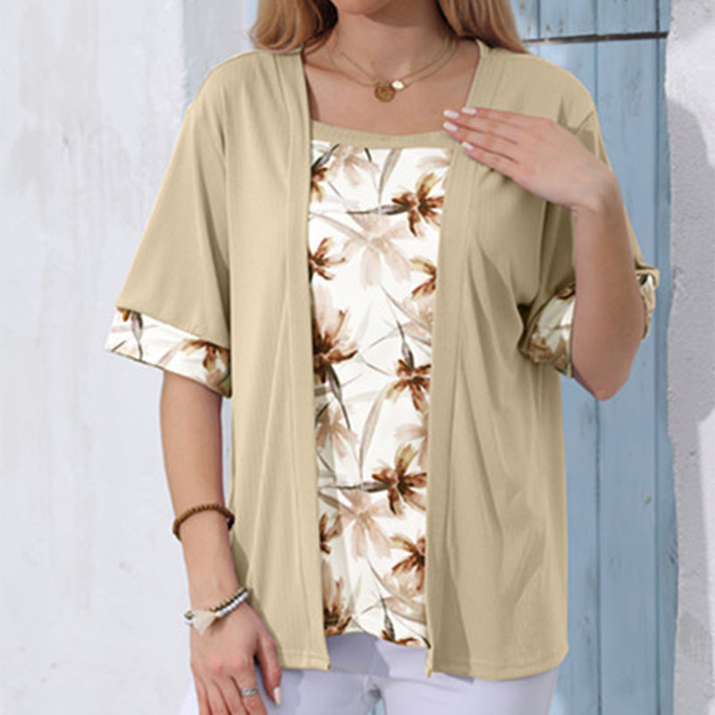 ?Dwuczęściowy zestaw z topem w kwiaty