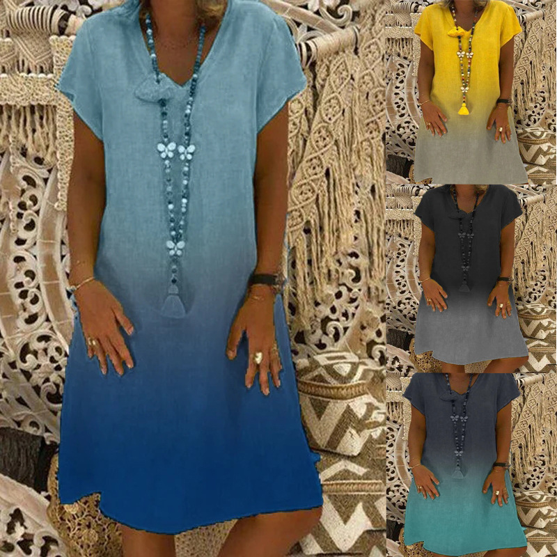 ?Nem formális ruha rövid ujjakkal és V-nyakkal