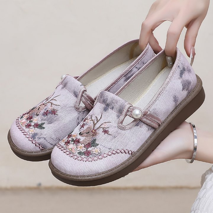 ? Hot Sale ⏳ Women's Flat Slip-On Embroidery Shoes