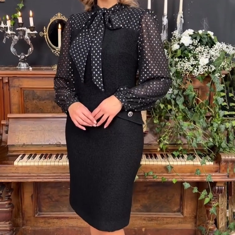 ? Sukienka damska z kokardą przy szyi