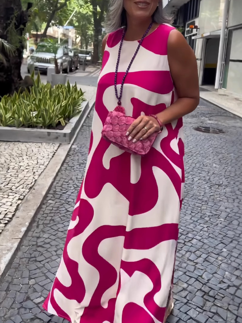 V-neck printed sleeveless dress