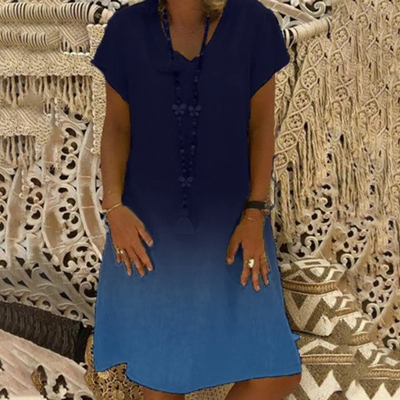 ?Nem formális ruha rövid ujjakkal és V-nyakkal