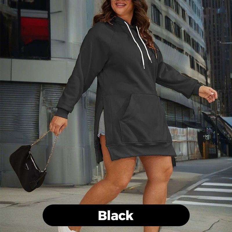 ?Women's Casual Loose Split Hoodie with Front Pocket